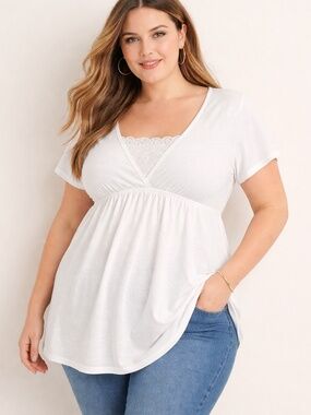 Vintage 72K Cottagecore Torrid Tunic 2x White Lace